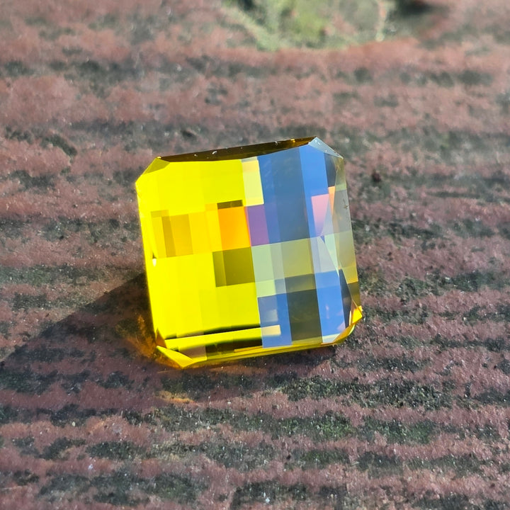 Golden Yellow Lab Sapphire, Pixel Square Cut, 6.14 Carats