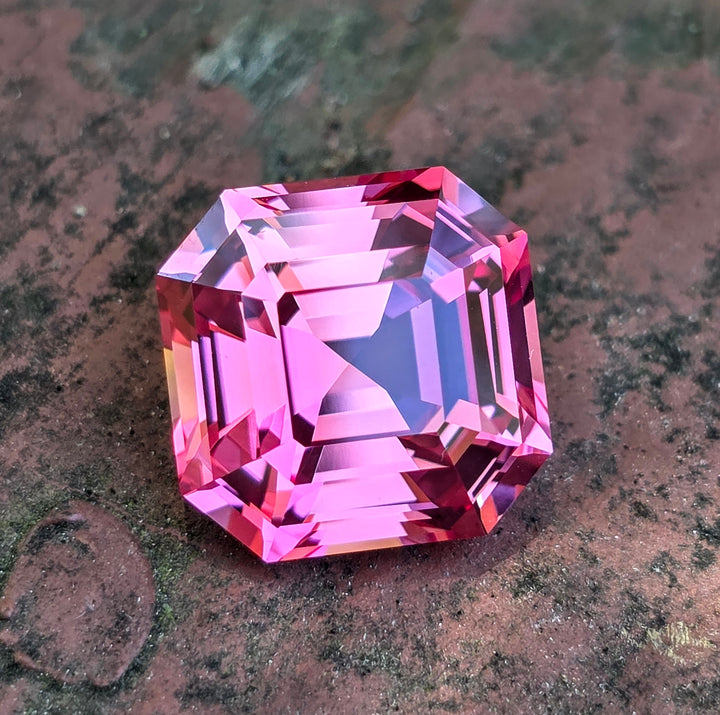 Fire Padparadscha Lab Sapphire, Asscher Cut, 13.15 Carats