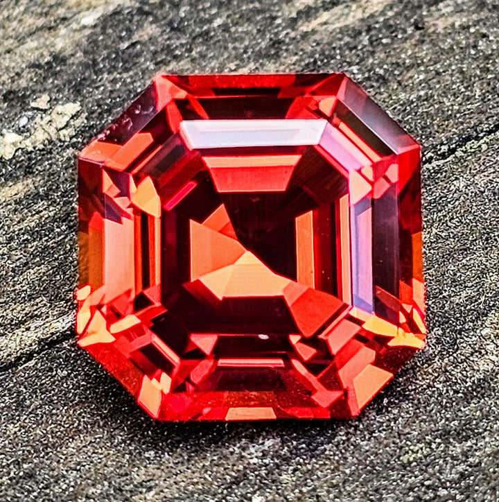 Fire Orange Lab Sapphire, Asscher Cut, 11.86 Carats