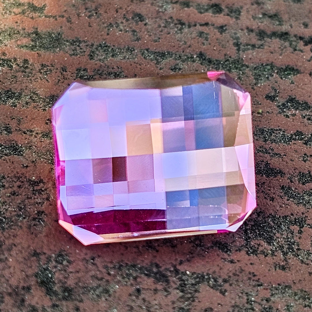 Light Pink-Orange Padparadscha Lab Sapphire, Pixel Rectangle Cut, 9.30 Carats
