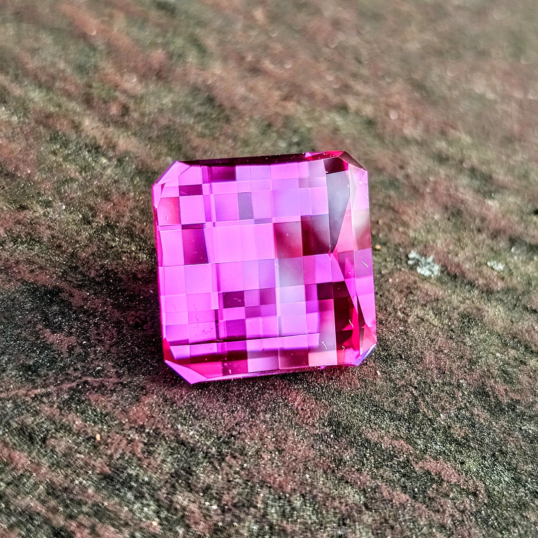 Pink Lab Sapphire, Pixel Square Cut, 16.61 Carats