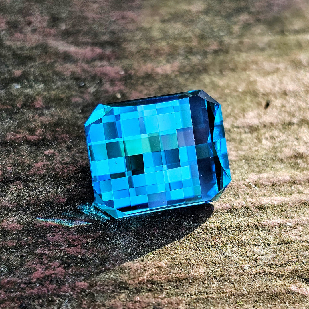 Blue Cobalt YAG, Pixel Rectangle Cut, 11.67 Carats