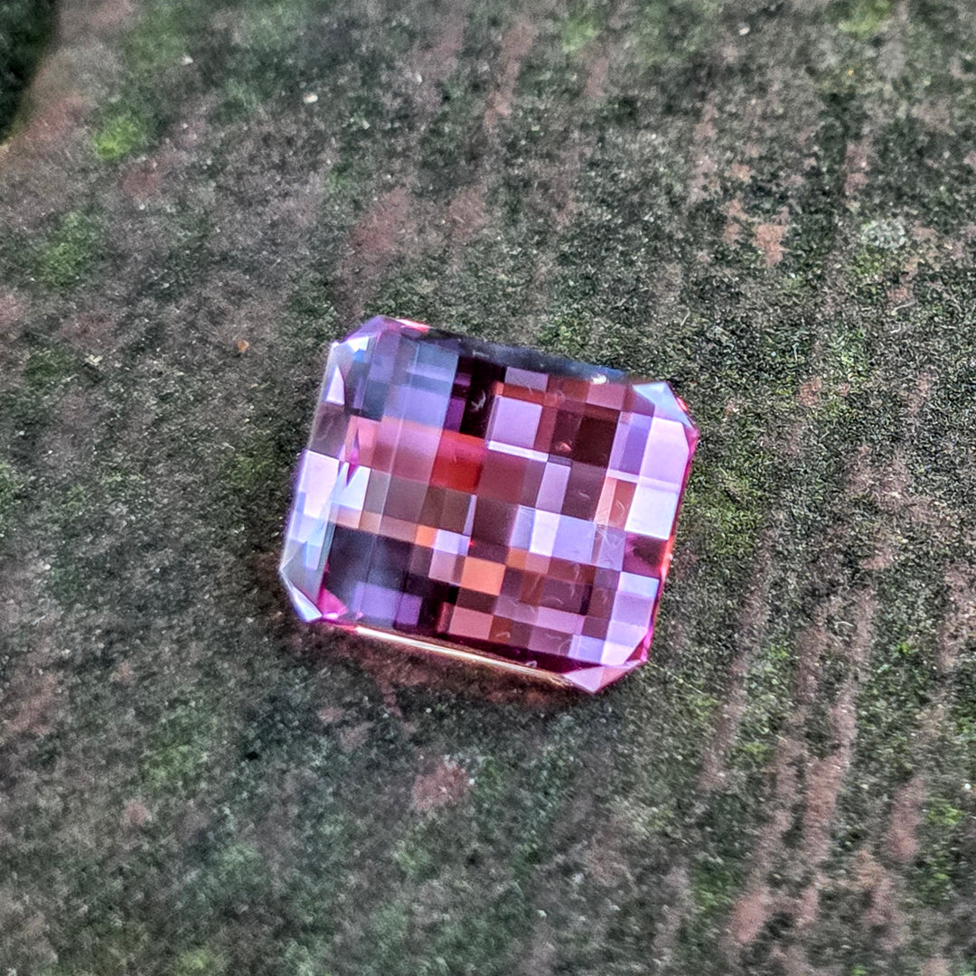 Light Pink-Orange Padparadscha Lab Sapphire, Pixel Rectangle Cut, 6.85 Carats