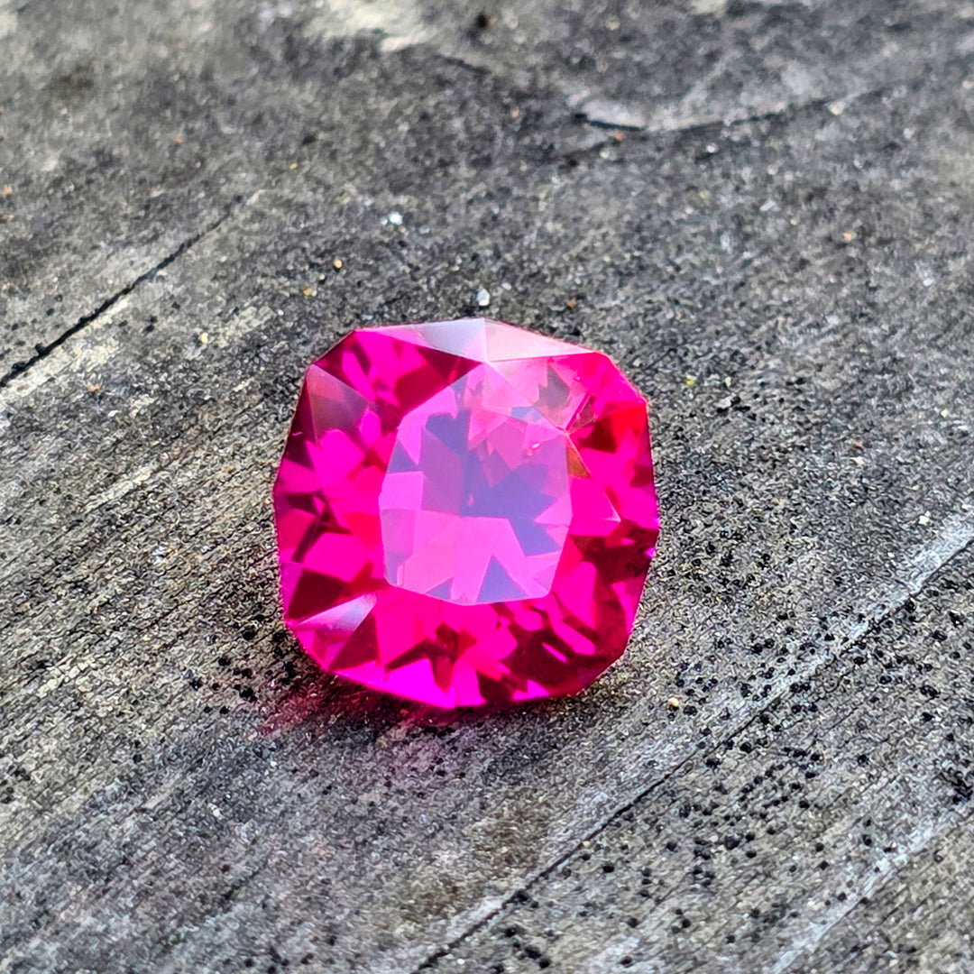 Fire Neon Pink Lab Sapphire, House Of Sylas Cushion Cut, 10.50 Carats
