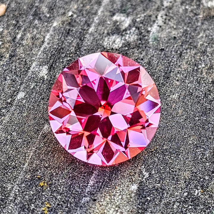 Light Pink-Orange Padparadscha Lab Sapphire, Traditional Round Brilliant Cut, 10.71 Carats