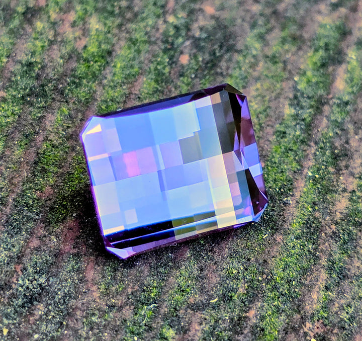 Greyish Mauve Lab Sapphire, Pixel Rectangle Cut, 6.64 Carats