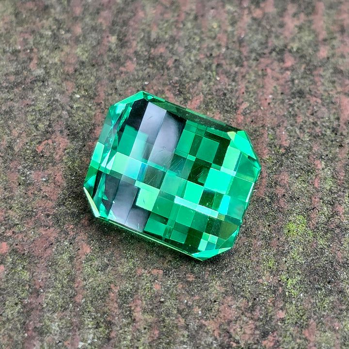 Vivid Green Vanadium YAG, Pixel Rectangle Cut, 9.95 Carats
