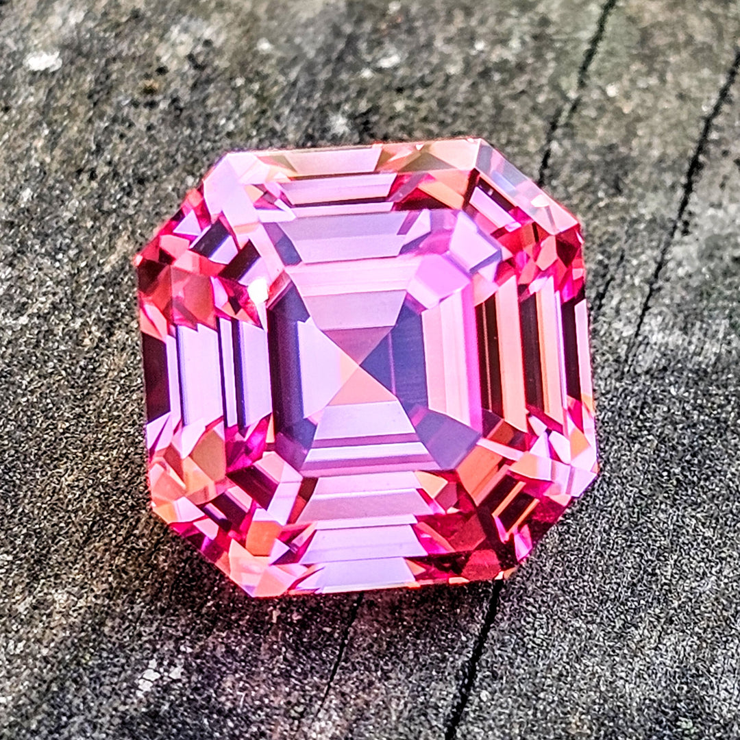 Light Pink-Orange Padparadscha Lab Sapphire, Asscher Cut, 15.12 Carats
