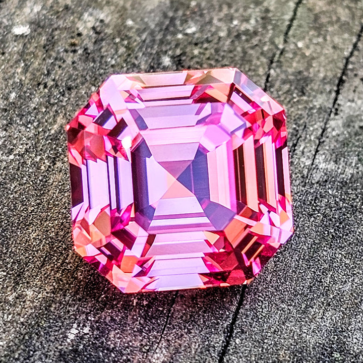Light Pink-Orange Padparadscha Lab Sapphire, Asscher Cut, 15.12 Carats
