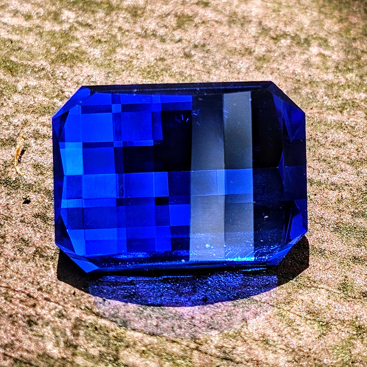 Djeva Fire Blue Lab Spinel, Pixel Rectangle Cut, 14.92 Carats