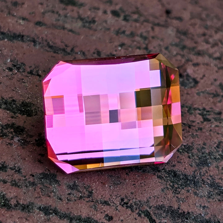 Czochralski Titanium Pink Sapphire, Pixel Rectangle Cut, 10.30 Carats