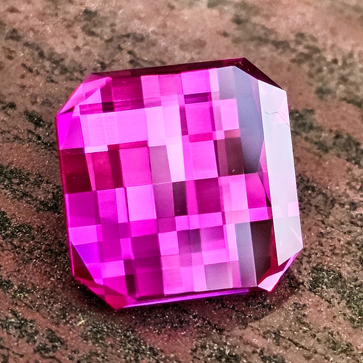 Neon Purple Lab Sapphire, Pixel Square Cut, 10.39 Carats