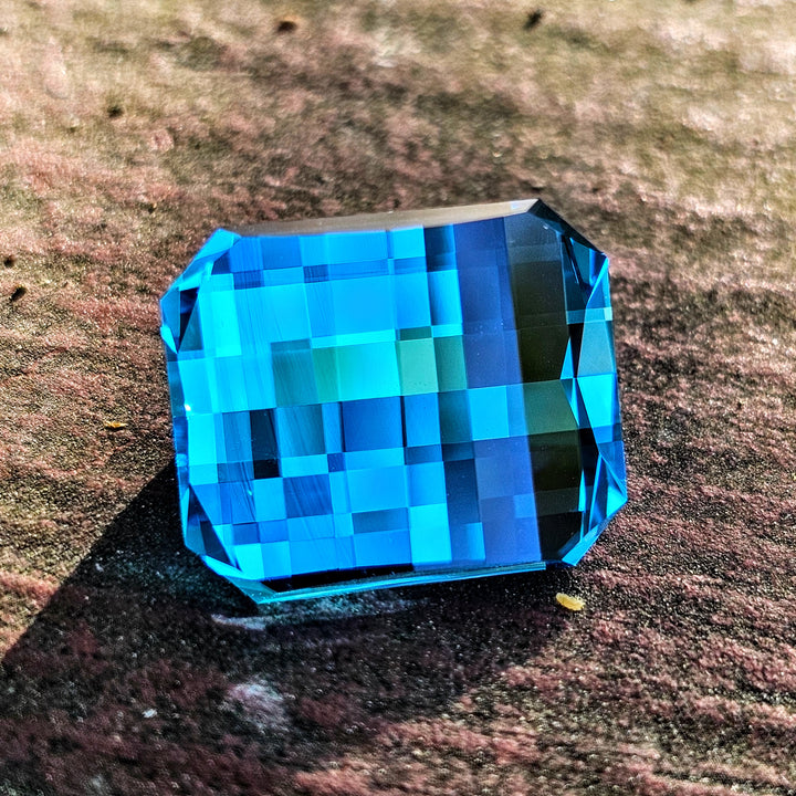 Blue Cobalt YAG, Pixel Rectangle Cut, 14.57 Carats