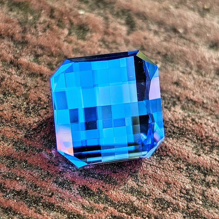 Vivid Blue Lab Spinel, Pixel Square Cut, 6.05 Carats