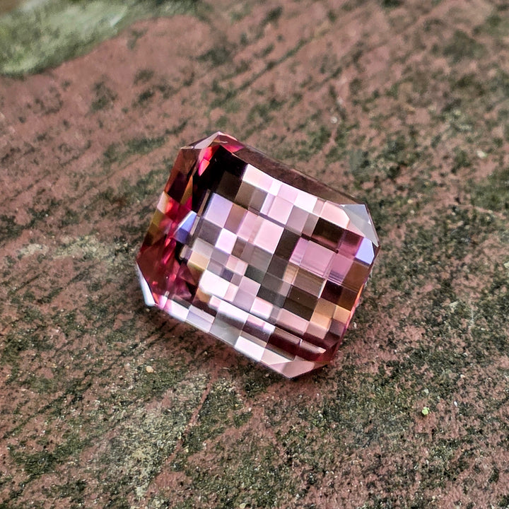 Czochralski Titanium Pink Sapphire, Pixel Rectangle Cut, 7.50 Carats