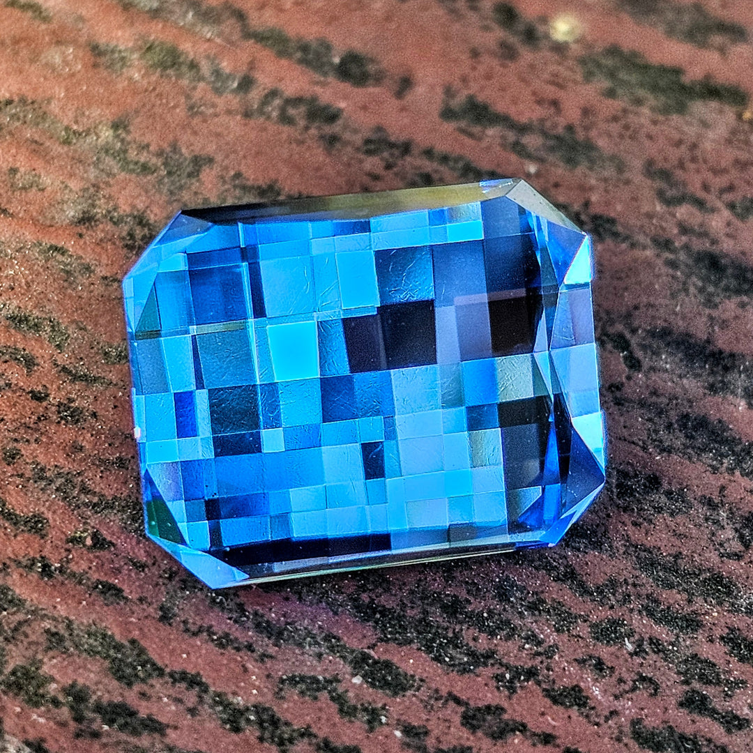 Cornflower Blue Lab Spinel, Pixel Rectangle Cut, 15.20 Carats