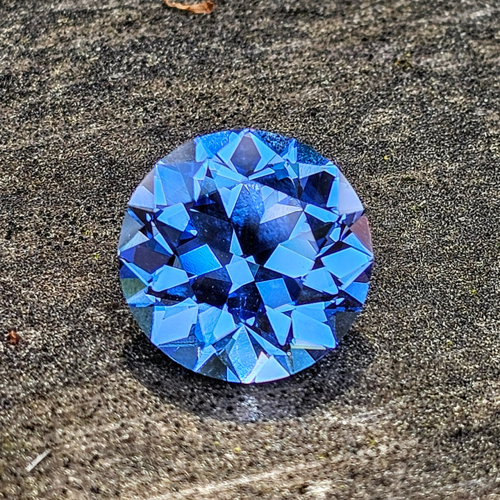 Cornflower Blue Lab Spinel, Traditional Round Brilliant Cut, 11.26 Carats