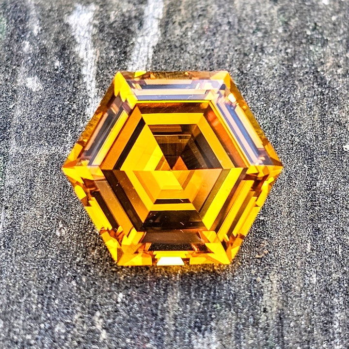 Golden Yellow Lab Sapphire, Hexagon Step Cut, 12.74 Carats