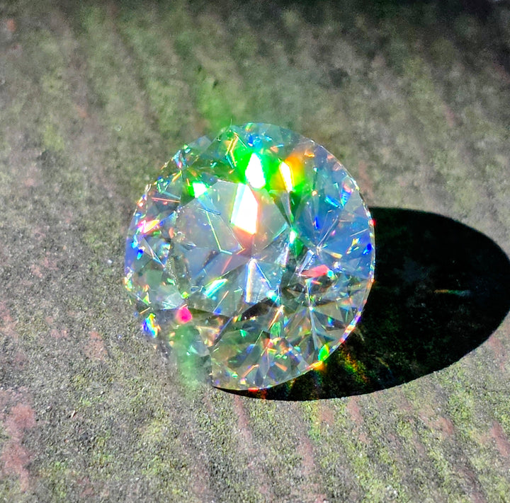 White Rutile 🌈🍭🦄, Traditional Round Brilliant Cut, 11.10 Carats
