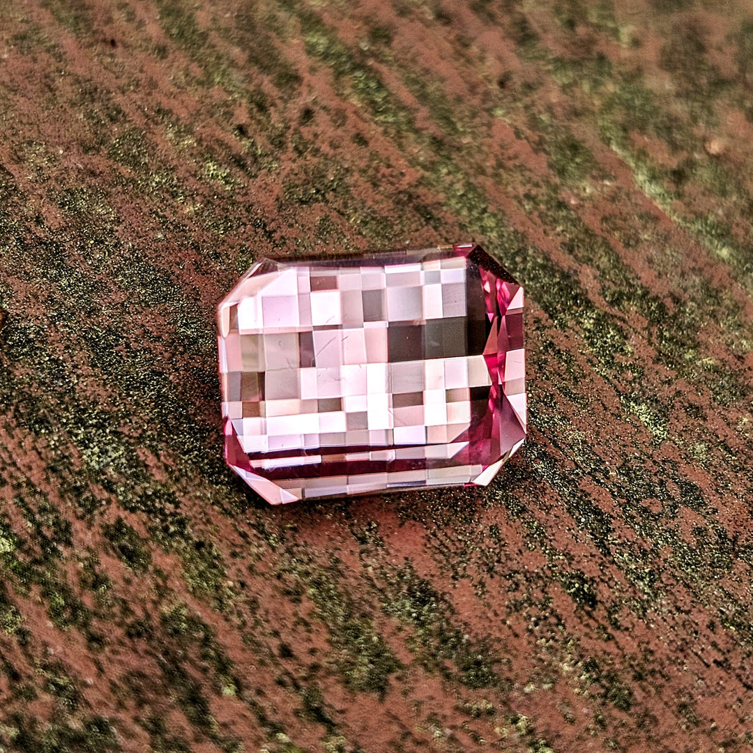 Light Pink Padparadscha Lab Sapphire, Pixel Rectangle Cut, 5.80 Carats