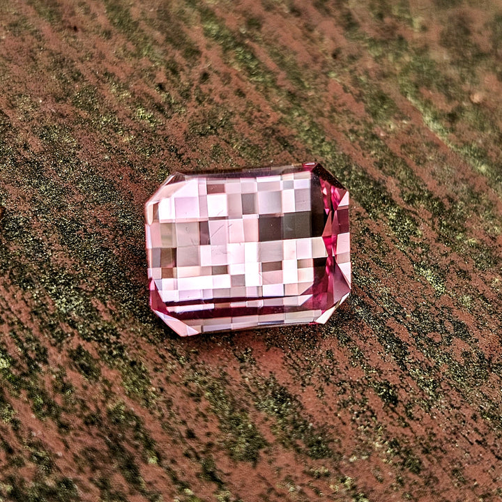 Light Pink Padparadscha Lab Sapphire, Pixel Rectangle Cut, 5.80 Carats