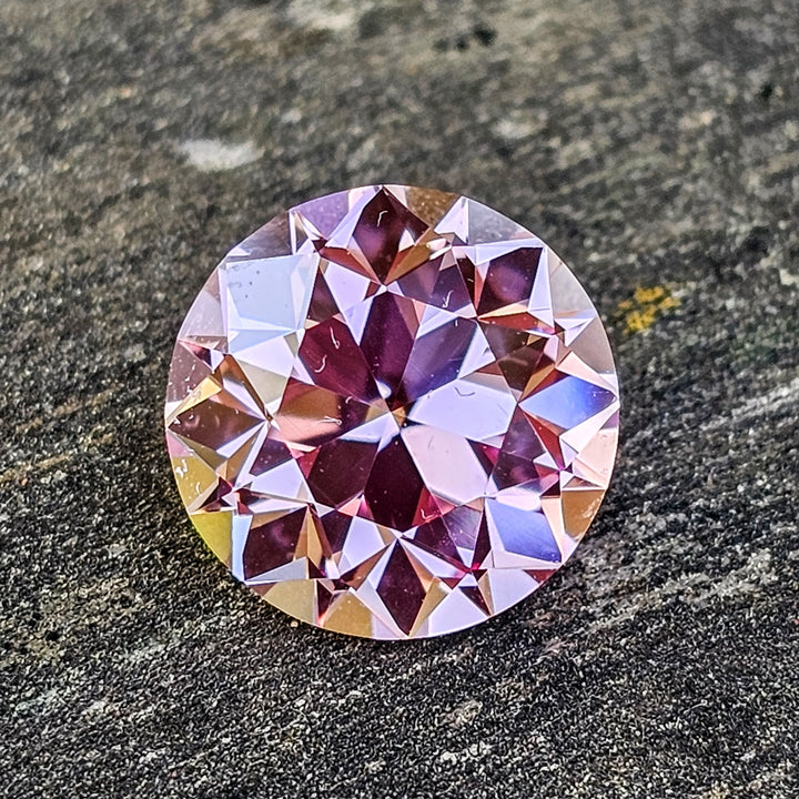 Pinkish Peach Padparadscha Lab Sapphire, Traditional Round Brilliant Cut, 8.43 Carats