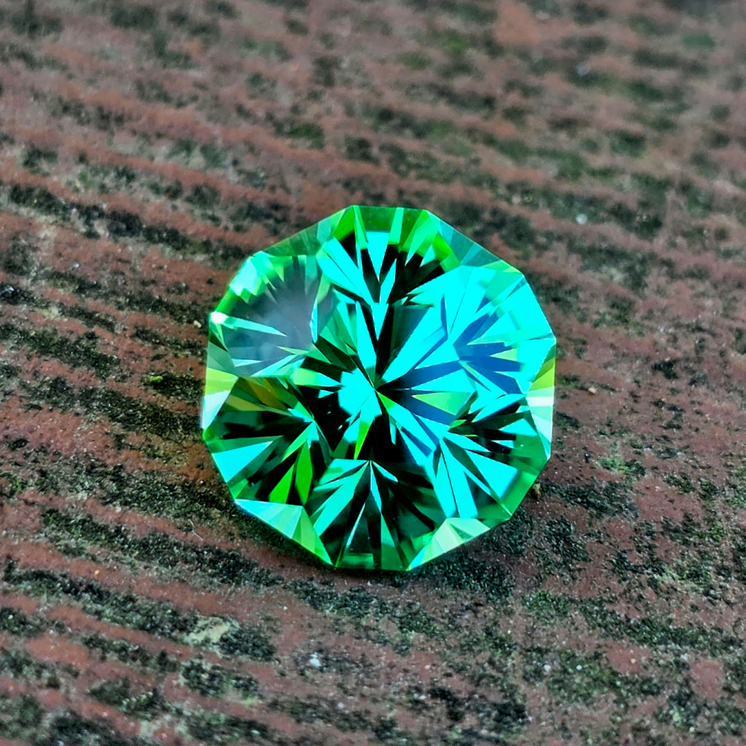 Djeva Green Lab Sapphire, Gnome's Geode Cut, 7.33 Carats