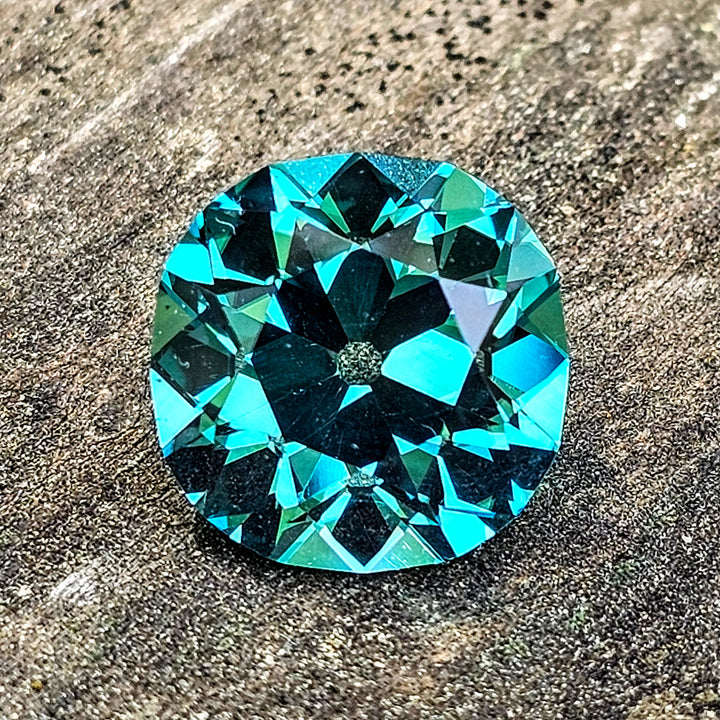 Cobalt Teal Lab Sapphire, Antique Cushion Cut, 8.30 Carats