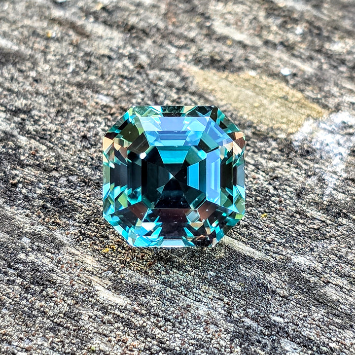 Cobalt Teal Lab Sapphire, Asscher Cut, 7.26 Carats