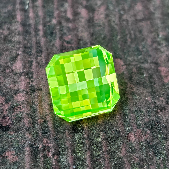 Green LuAG, Pixel Square Cut, 12.54 Carats