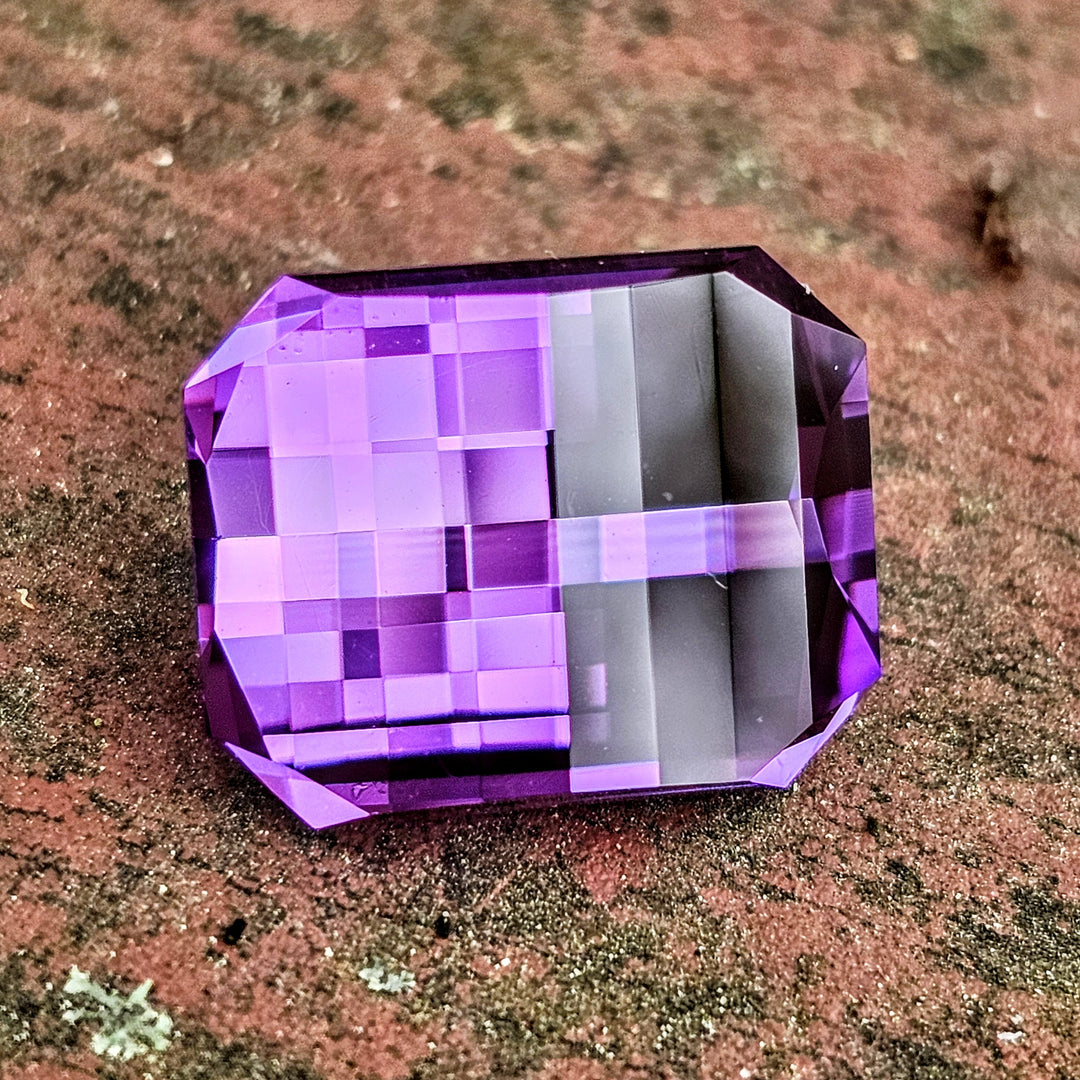 Purple Czochralski Lab Sapphire, Pixel Rectangle Cut, 9.60 Carats