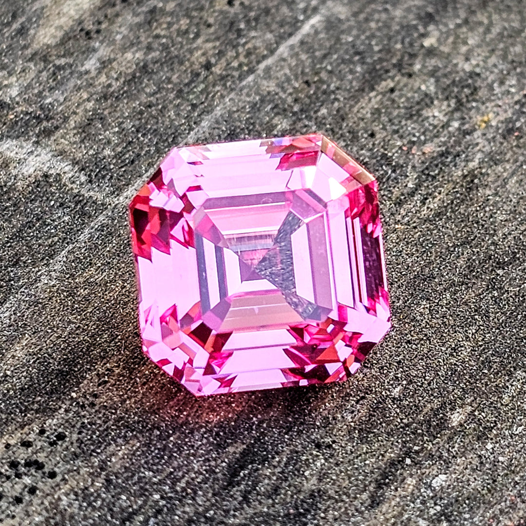 Light Pink-Orange Padparadscha Lab Sapphire, Asscher Cut, 10.12 Carats
