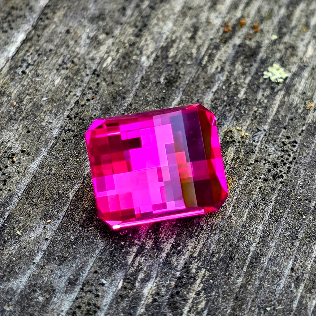 Neon Pink Lab Sapphire, Pixel Rectangle Cut, 9.26 Carats