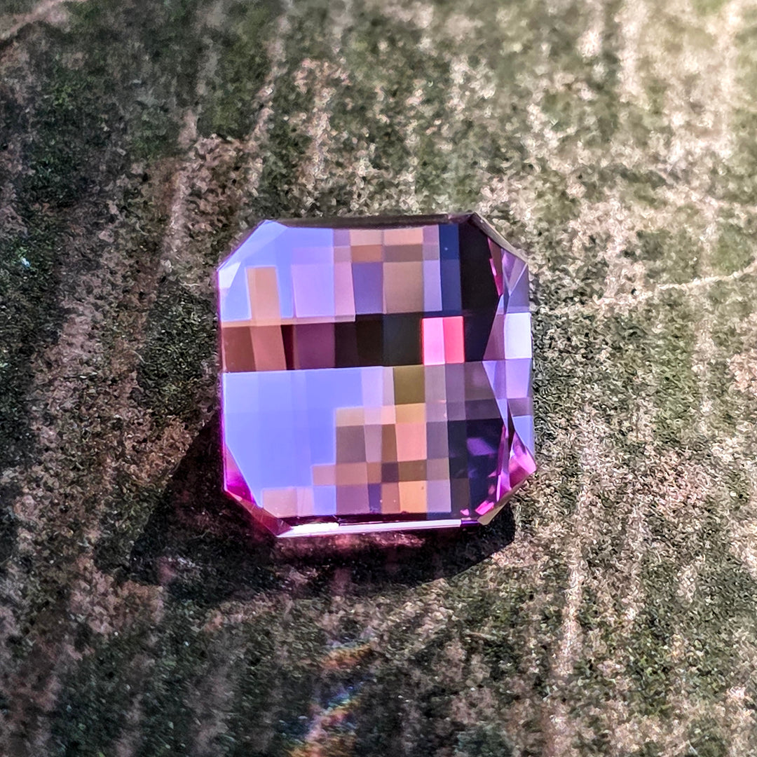 Light Pink-Orange Padparadscha Lab Sapphire, Pixel Rectangle Cut, 7.43 Carats