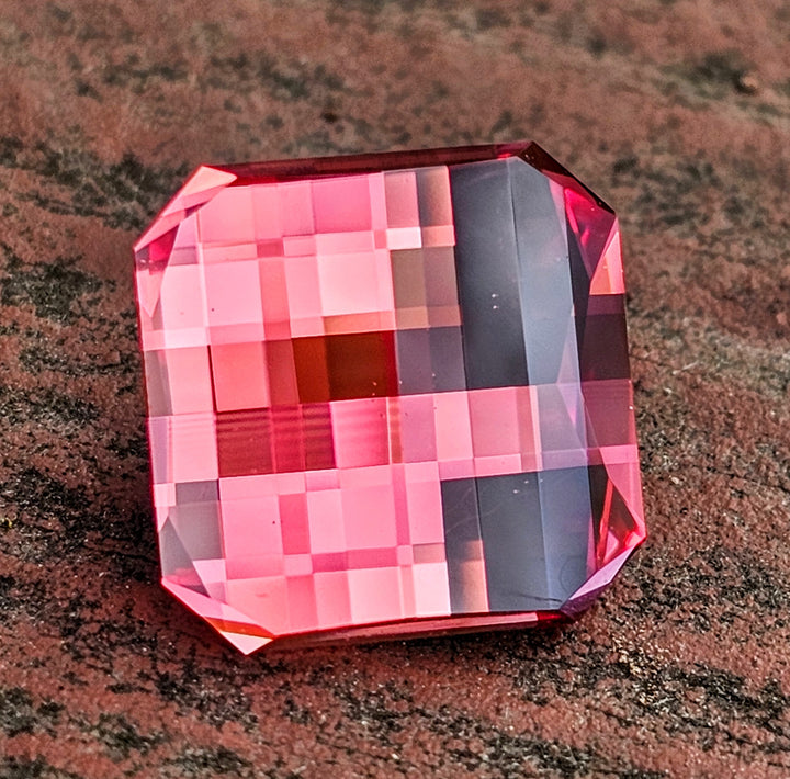 Czochralski Titanium Pink Sapphire, Pixel Square Cut, 10.40 Carats