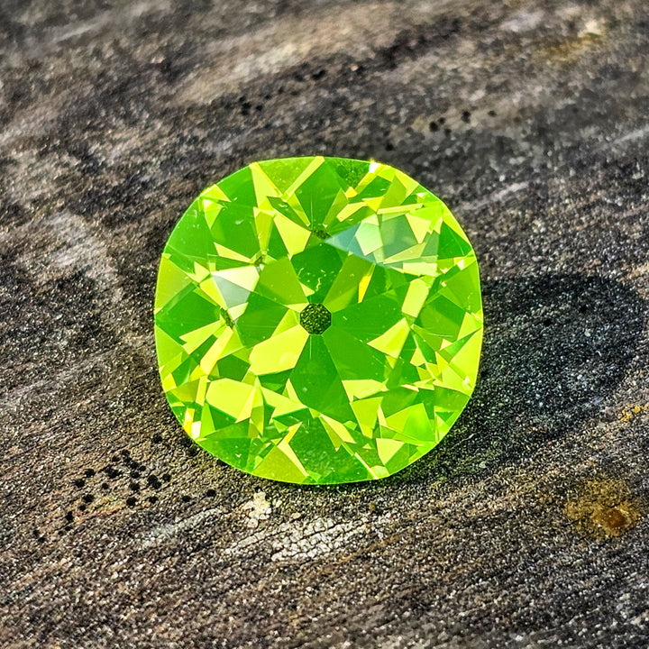 LuAG "ULTRA GREEN", Antique Cushion Cut, 12.87 Carats