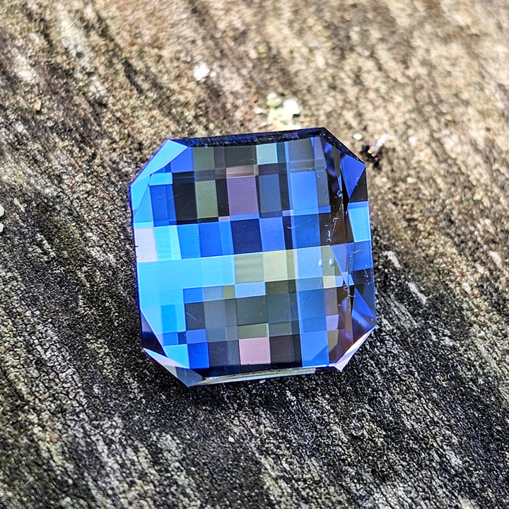 Blue Czochralski Lab Sapphire, Pixel Square Cut, 9.70 Carats