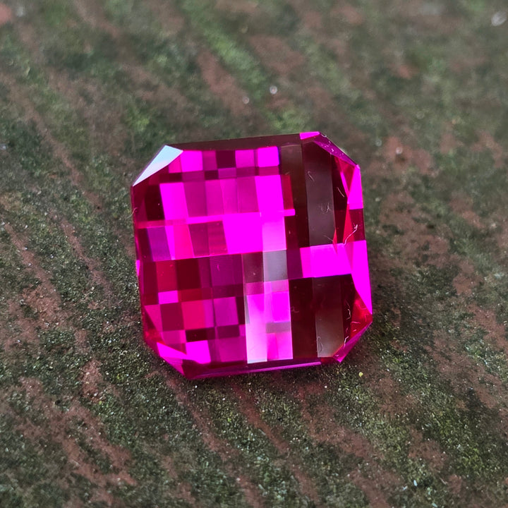 Neon Pink Lab Sapphire, Pixel Square Cut, 9.50 Carats