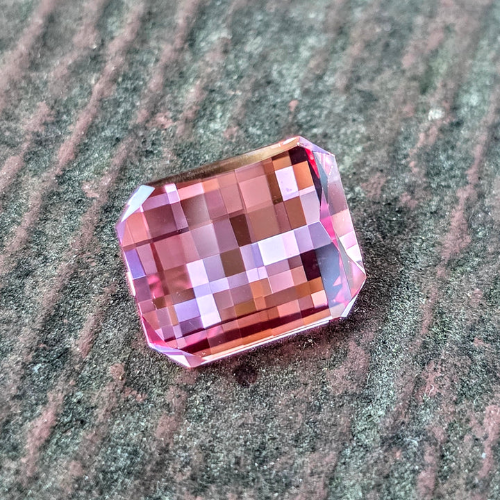 Light Pink-Orange Padparadscha Lab Sapphire, Pixel Rectangle Cut, 6.59 Carats
