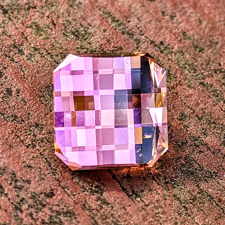 Padparadscha Erbium YAG, Pixel Square Cut, 7.18 Carats