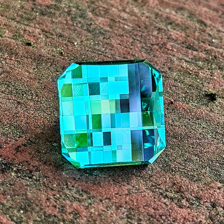 Teal "Paraiba" YAG, Pixel Square Cut, 9.50 Carats