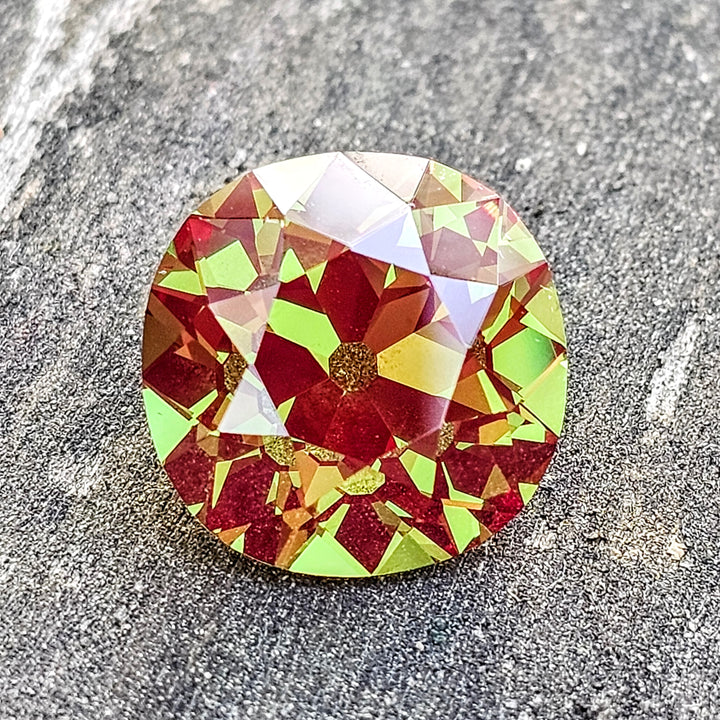 Green and Red Christmas Garnet, Antique Cushion Cut, 15.21 Carats