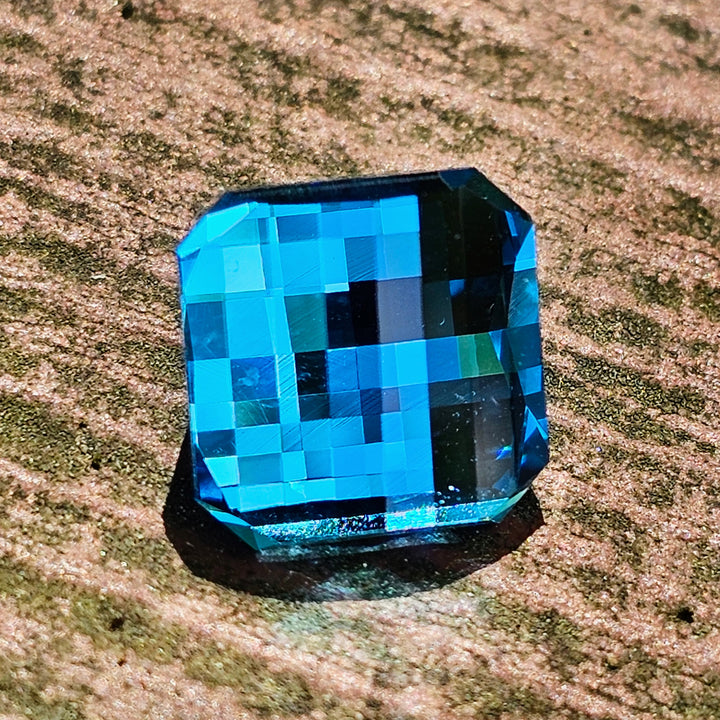 Blue Cobalt YAG, Pixel Square Cut, 7.86 Carats