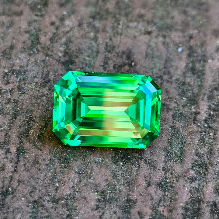 Vivid Green Vanadium YAG, Emerald Cut, 12.40 Carats