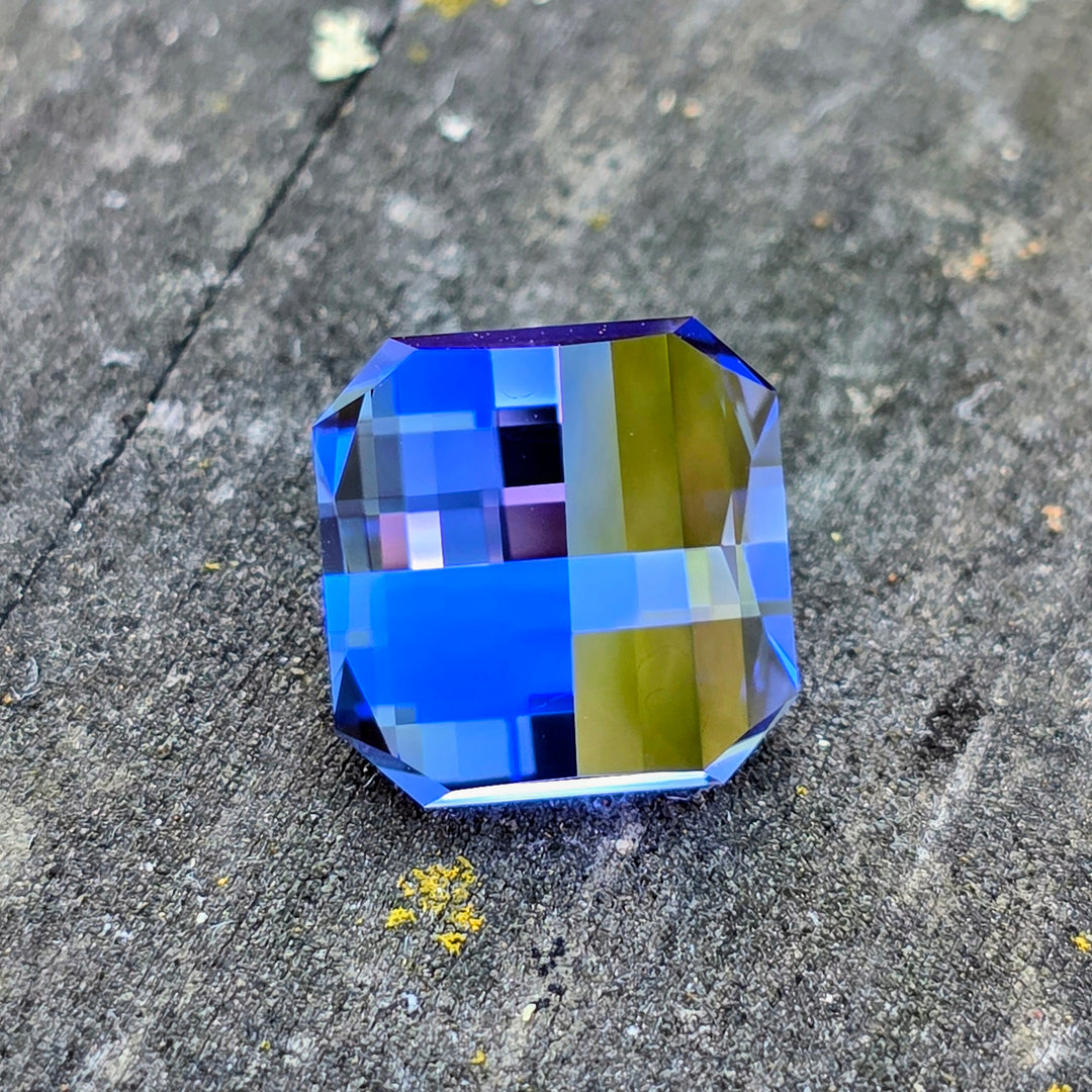 Blue Czochralski Lab Sapphire, Pixel Square Cut, 9.86 Carats