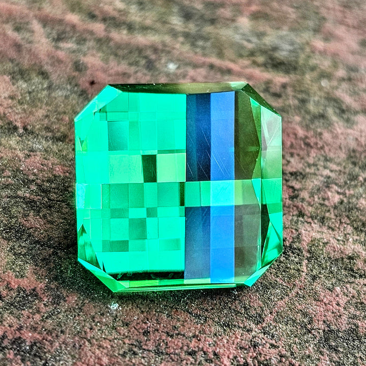 Vivid Green Vanadium YAG, Pixel Square Cut, 15.32 Carats