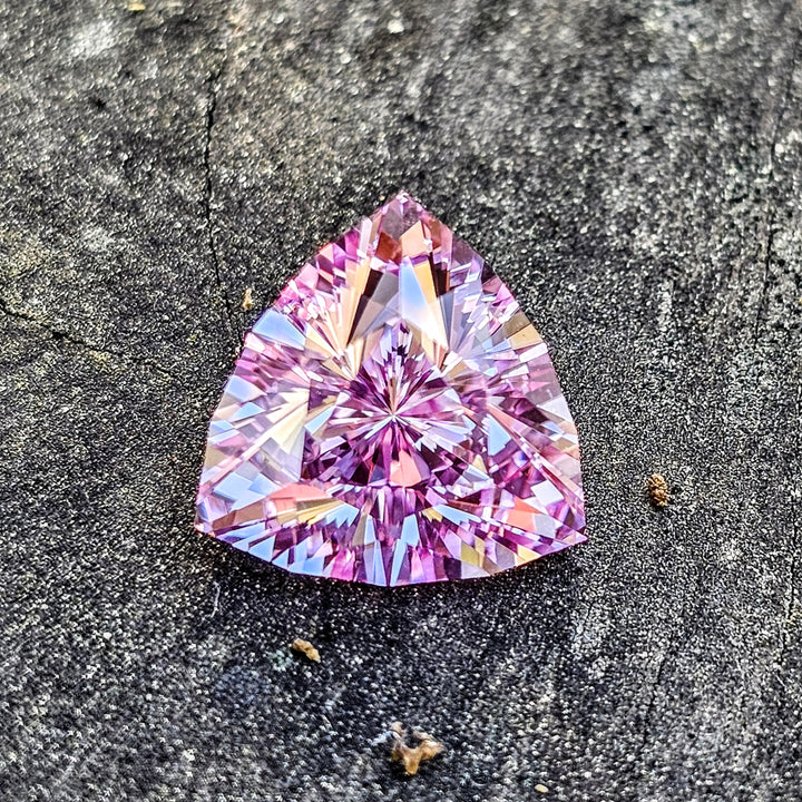 Fire Neon Pink Lab Sapphire, Trillian Internal Reflections Cut, 8.17 Carats