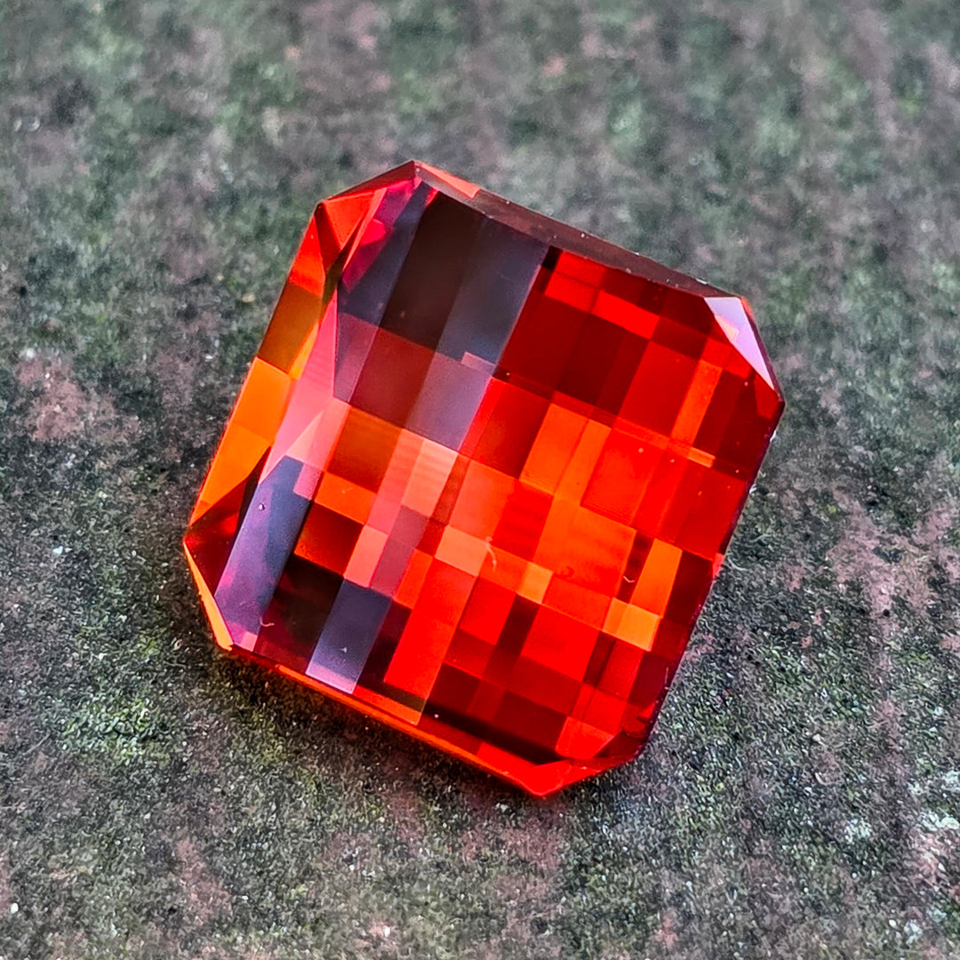 Fire Orange Lab Sapphire, Pixel Square Cut, 12.31 Carats
