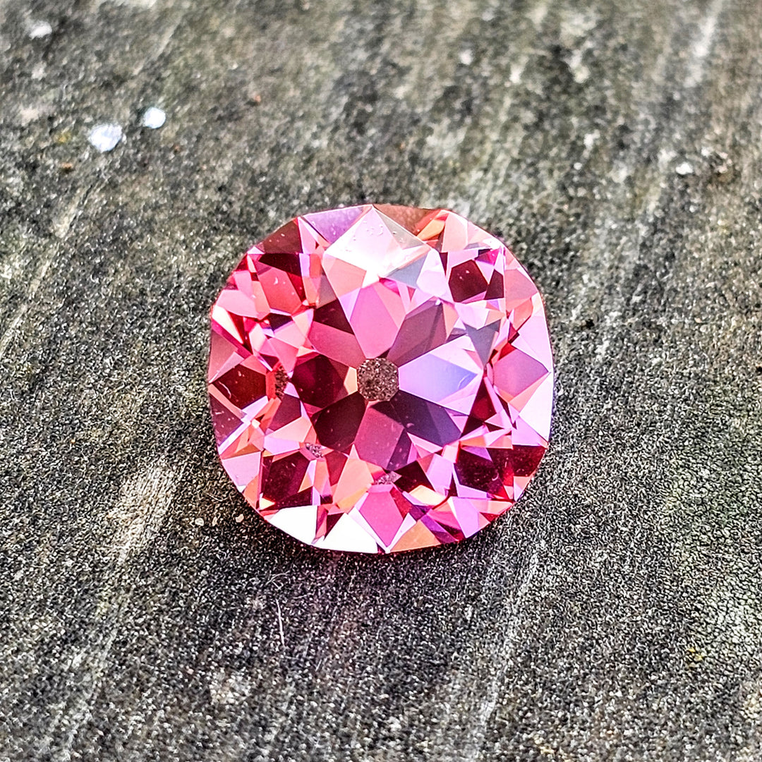 Light Pink-Orange Padparadscha Lab Sapphire, Antique Cushion Cut, 9.32 Carats