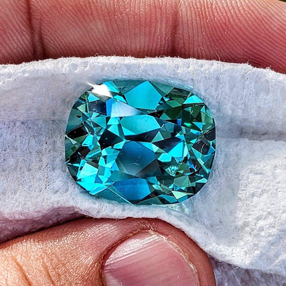 Cobalt Teal Lab Sapphire, Antique Long Cushion Cut, Carats